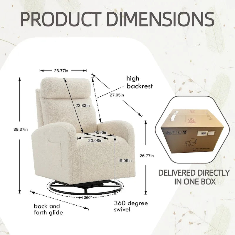 Modern Upholstered Swivel Glider Rocking Chair for Nursery