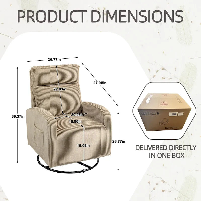 Modern Upholstered Swivel Glider Rocking Chair for Nursery