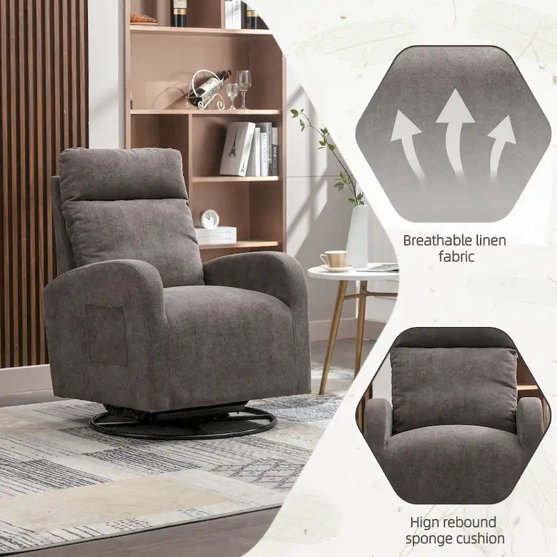 Modern Upholstered Swivel Glider Rocking Chair for Nursery