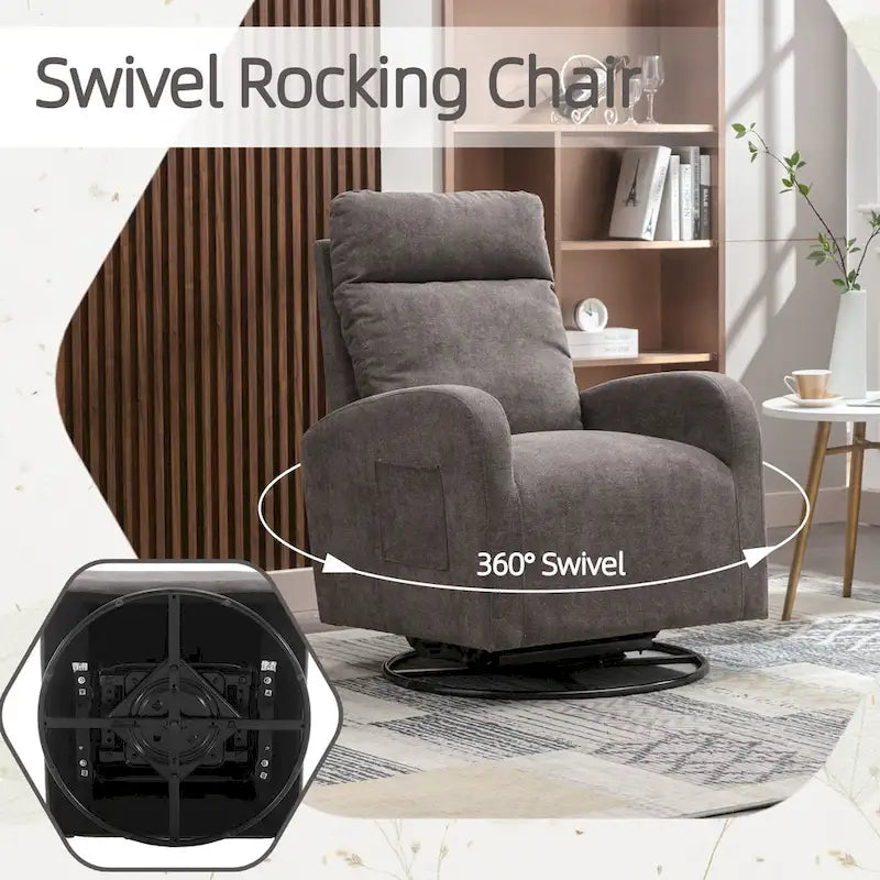 Modern Upholstered Swivel Glider Rocking Chair for Nursery