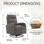 Modern Upholstered Swivel Glider Rocking Chair for Nursery