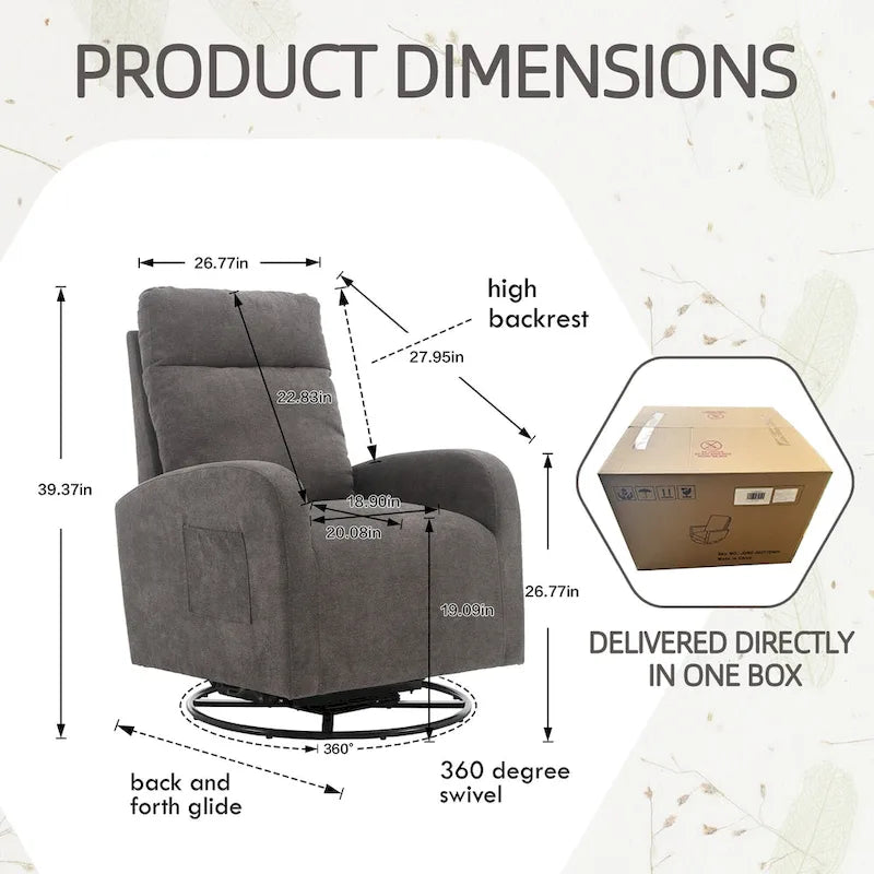 Modern Upholstered Swivel Glider Rocking Chair for Nursery