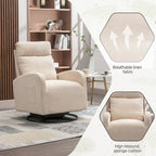Modern Upholstered Swivel Glider Rocking Chair for Nursery
