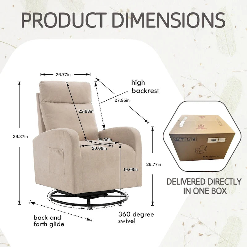 Modern Upholstered Swivel Glider Rocking Chair for Nursery