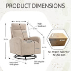 Modern Upholstered Swivel Glider Rocking Chair for Nursery