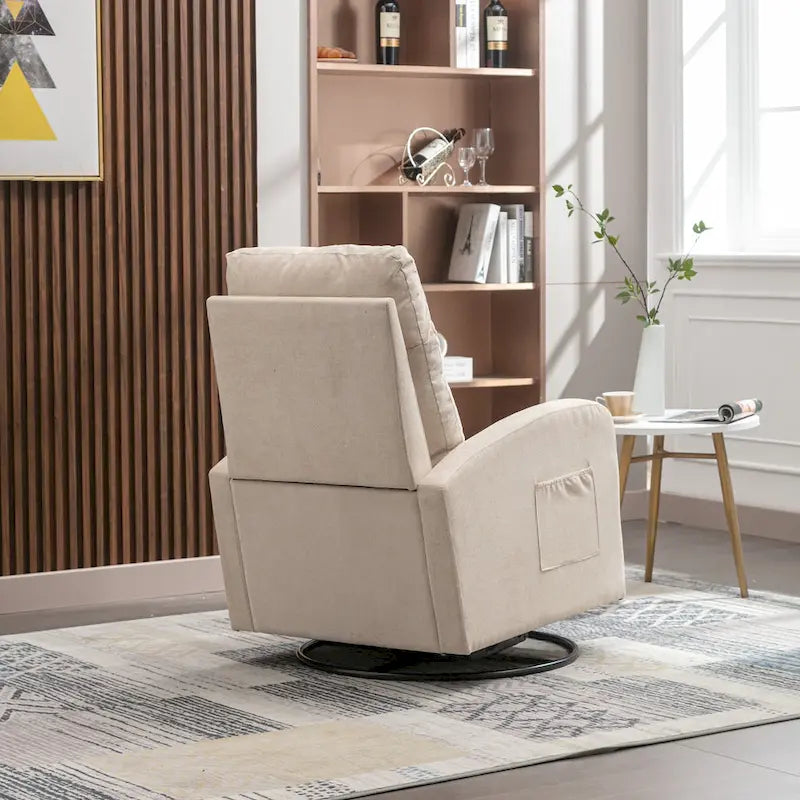 Modern Upholstered Swivel Glider Rocking Chair for Nursery