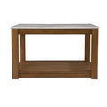 30 Contemporary Wooden Coffee Table with Faux Marble Top and Storage Shelves for Living Room - 18.25 H x 30 W x 30 D