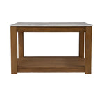 30 Contemporary Wooden Coffee Table with Faux Marble Top and Storage Shelves for Living Room - 18.25 H x 30 W x 30 D