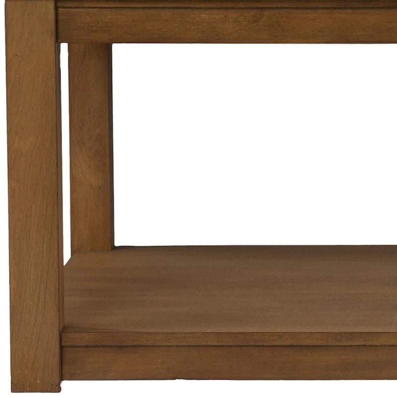 30 Contemporary Wooden Coffee Table with Faux Marble Top and Storage Shelves for Living Room - 18.25 H x 30 W x 30 D