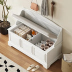 Retro Shoe Storage Bench with Safe Soft-Close Devices & Cushion
