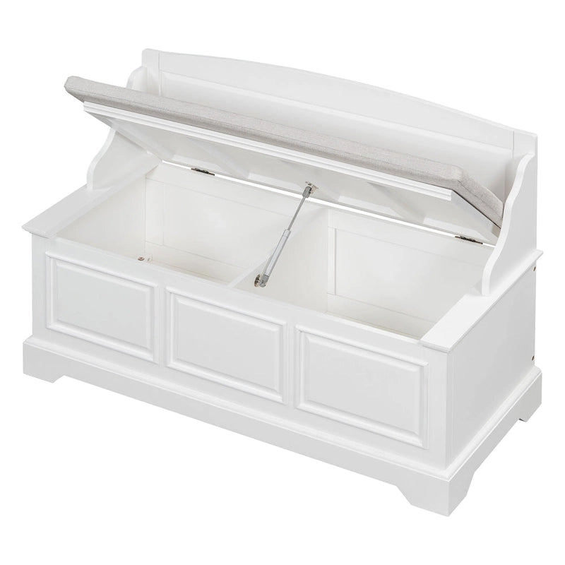 Retro Shoe Storage Bench with Safe Soft-Close Devices & Cushion