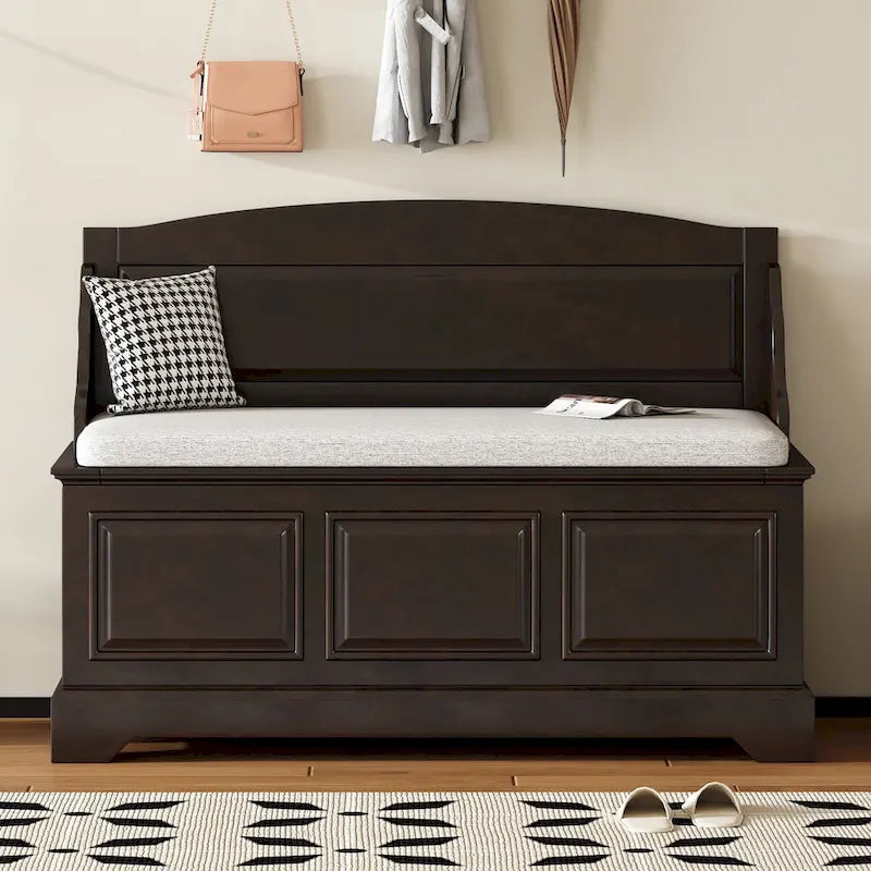 Retro Shoe Storage Bench with Safe Soft-Close Devices & Cushion