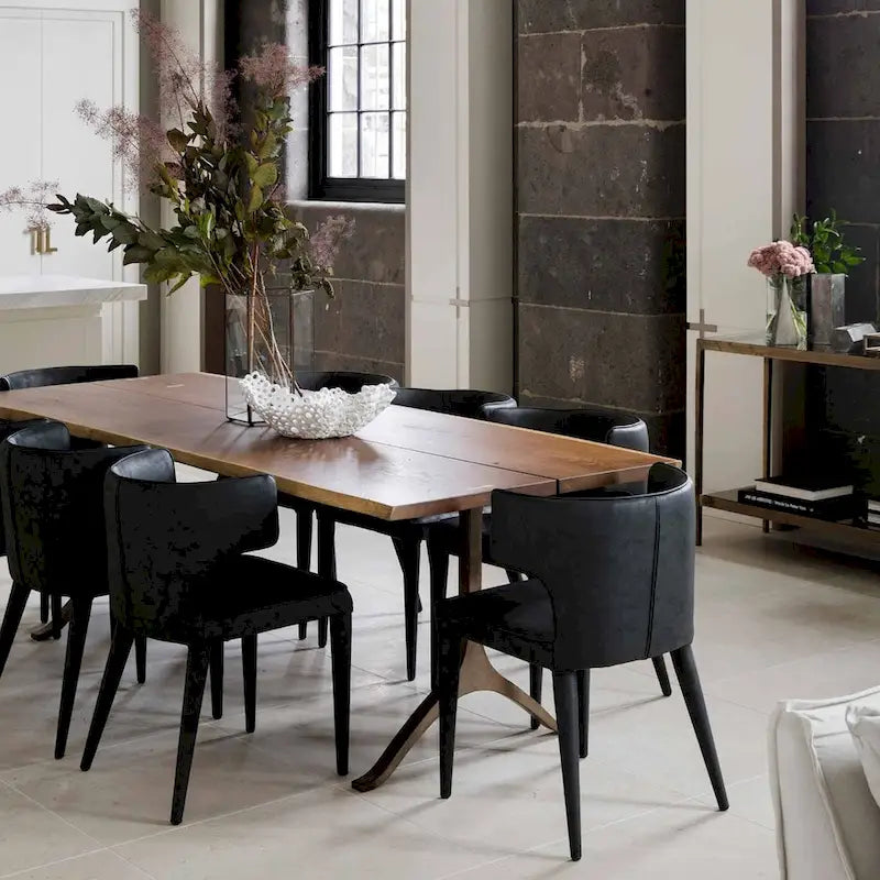 Extended Wingback Modern Leather Dining Chair