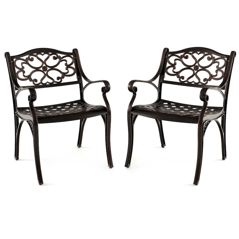 Costway 2/4 PCS Cast Aluminum Patio Chairs Set of 2 Outdoor Dining - See Details