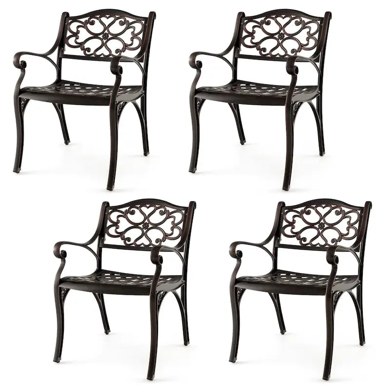 Costway 2/4 PCS Cast Aluminum Patio Chairs Set of 2 Outdoor Dining - See Details