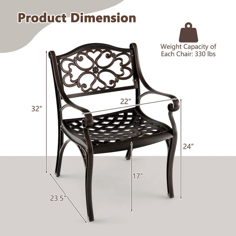 Costway 2/4 PCS Cast Aluminum Patio Chairs Set of 2 Outdoor Dining - See Details