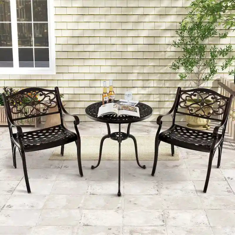 Costway 2/4 PCS Cast Aluminum Patio Chairs Set of 2 Outdoor Dining - See Details