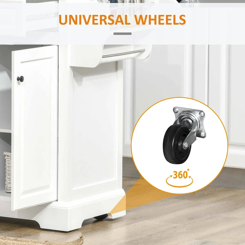Rolling Kitchen Island With Storage(no include stool)