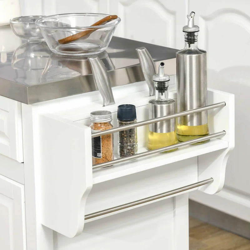 Rolling Kitchen Island With Storage(no include stool)