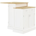Kitchen Island With Storage Cabinet And 2-Level Rubber Wood Tabletop(no include stool)
