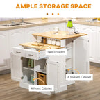 Kitchen Island With Storage Cabinet And 2-Level Rubber Wood Tabletop(no include stool)
