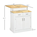 Kitchen Island With Storage Cabinet And 2-Level Rubber Wood Tabletop(no include stool)