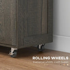 Triple-Cabinet Rolling Kitchen Island On Wheels(no include stool)