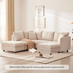 L-Shaped Modular Sectional Sofa, Upholstered Deep Seat Cloud Couch