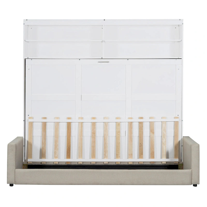 Queen Size Convertible Murphy Bed And Sofa - Space-Saving 2-in-1 Design with Integrated Storage, Dual-Piston Mechanism