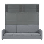 Queen Size Convertible Murphy Bed And Sofa - Space-Saving 2-in-1 Design with Integrated Storage, Dual-Piston Mechanism