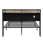 Full Size Metal Platform Bed with Upholstery Storage Function Headboard and Usb Liner