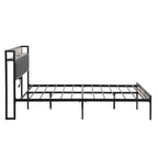 Full Size Metal Platform Bed with Upholstery Storage Function Headboard and Usb Liner