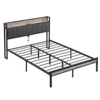 Full Size Metal Platform Bed with Upholstery Storage Function Headboard and Usb Liner