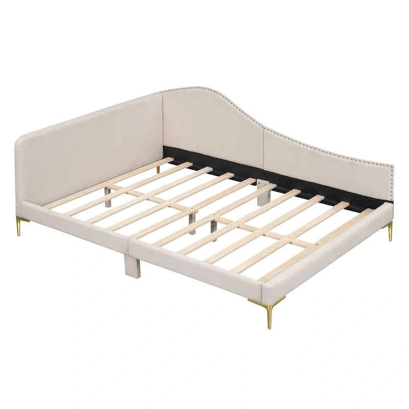 Modern Upholstered Daybed with Armrest and Headrest