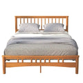Oak Elegant Style Queen Size Wooden Platform Bed with Headboard for Bedroom