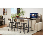 Rustic 4-Piece Dining Set with Rectangular Table & 3 PU Leather Bar Chairs