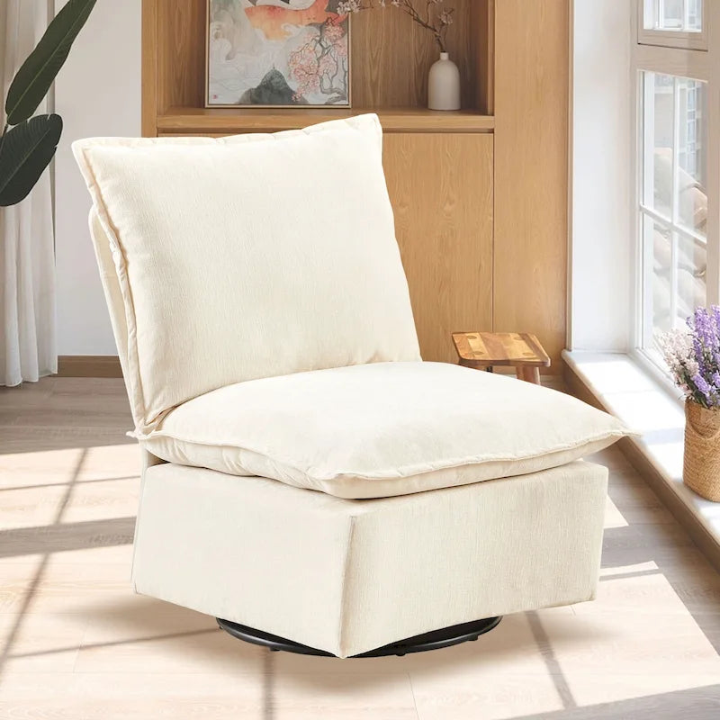 28.74 Chenille Upholstered 360 Swivel Rocking Chair