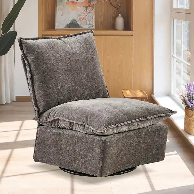28.74 Chenille Upholstered 360 Swivel Rocking Chair