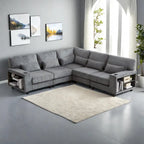 102.75 Corduroy L-Shaped Modular Sectional Sofa with Storage and Cup Holder