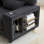 102.75 Corduroy L-Shaped Modular Sectional Sofa with Storage and Cup Holder
