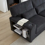 102.75 Corduroy L-Shaped Modular Sectional Sofa with Storage and Cup Holder