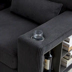 102.75 Corduroy L-Shaped Modular Sectional Sofa with Storage and Cup Holder