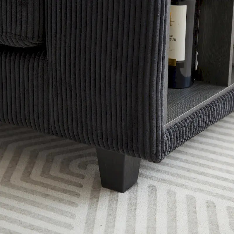 102.75 Corduroy L-Shaped Modular Sectional Sofa with Storage and Cup Holder