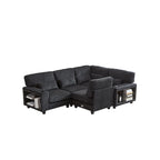 102.75 Corduroy L-Shaped Modular Sectional Sofa with Storage and Cup Holder