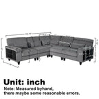 102.75 Corduroy L-Shaped Modular Sectional Sofa with Storage and Cup Holder