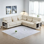 102.75 Corduroy L-Shaped Modular Sectional Sofa with Storage and Cup Holder