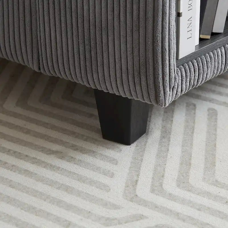 102.75 Corduroy L-Shaped Modular Sectional Sofa with Storage and Cup Holder