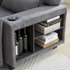 102.75 Corduroy L-Shaped Modular Sectional Sofa with Storage and Cup Holder