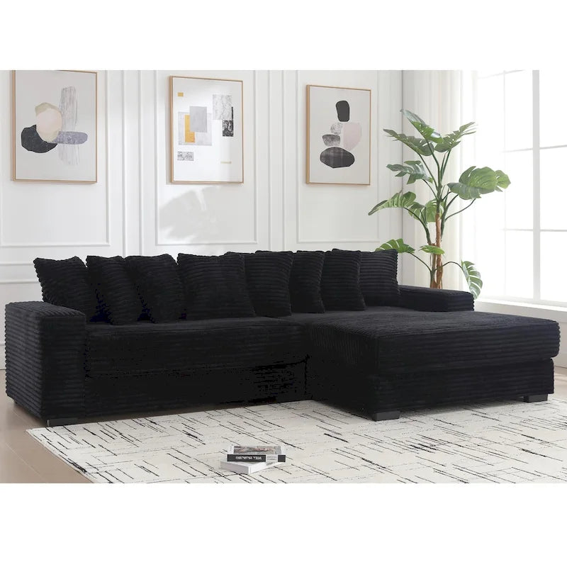 111 Corduroy L-Shaped Sectional Sofa with Oversized Right Chaise