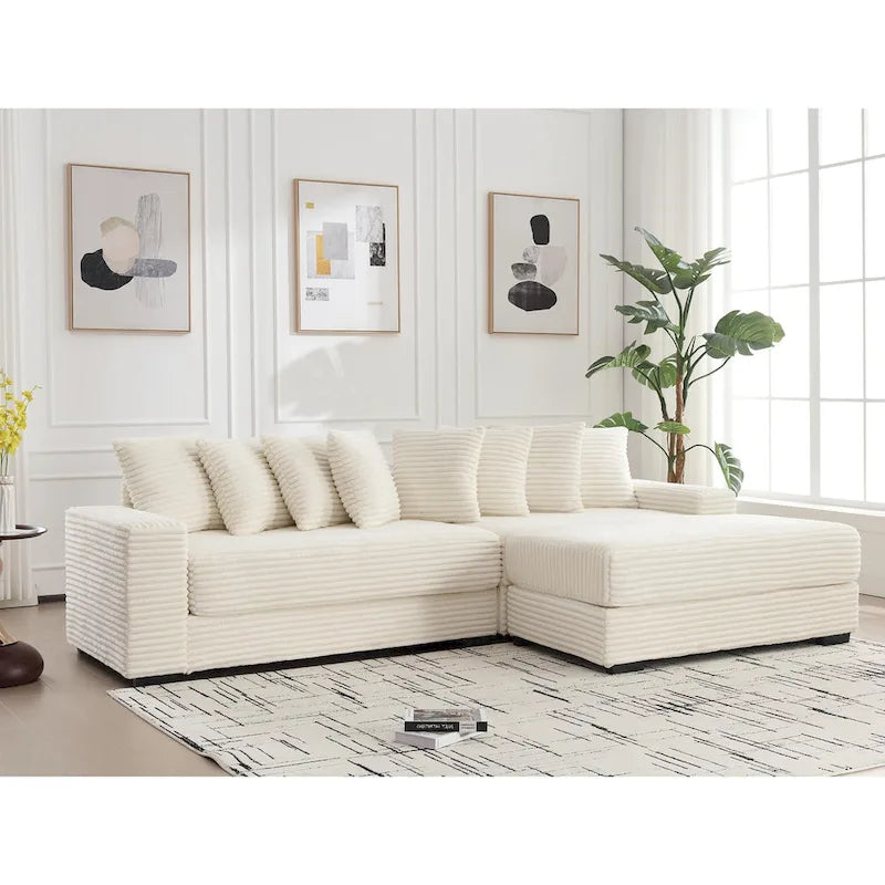111 Corduroy L-Shaped Sectional Sofa with Oversized Right Chaise